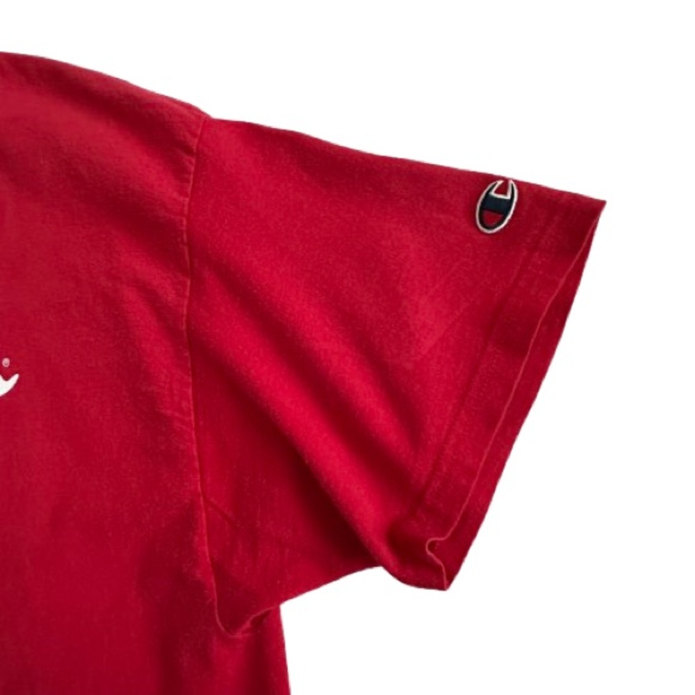 Champion Men's XL Red With White Logo Cotton Crew Neck Short Sleeve T-Shirt Top - Picture 10 of 14